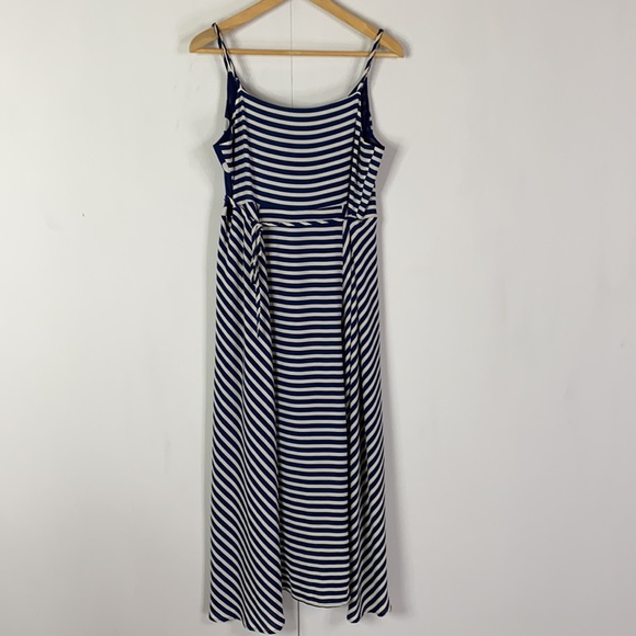 Vince Camuto Wrap Midi Dress in Navy/White; Polka Dot and Stripes - Picture 7 of 16